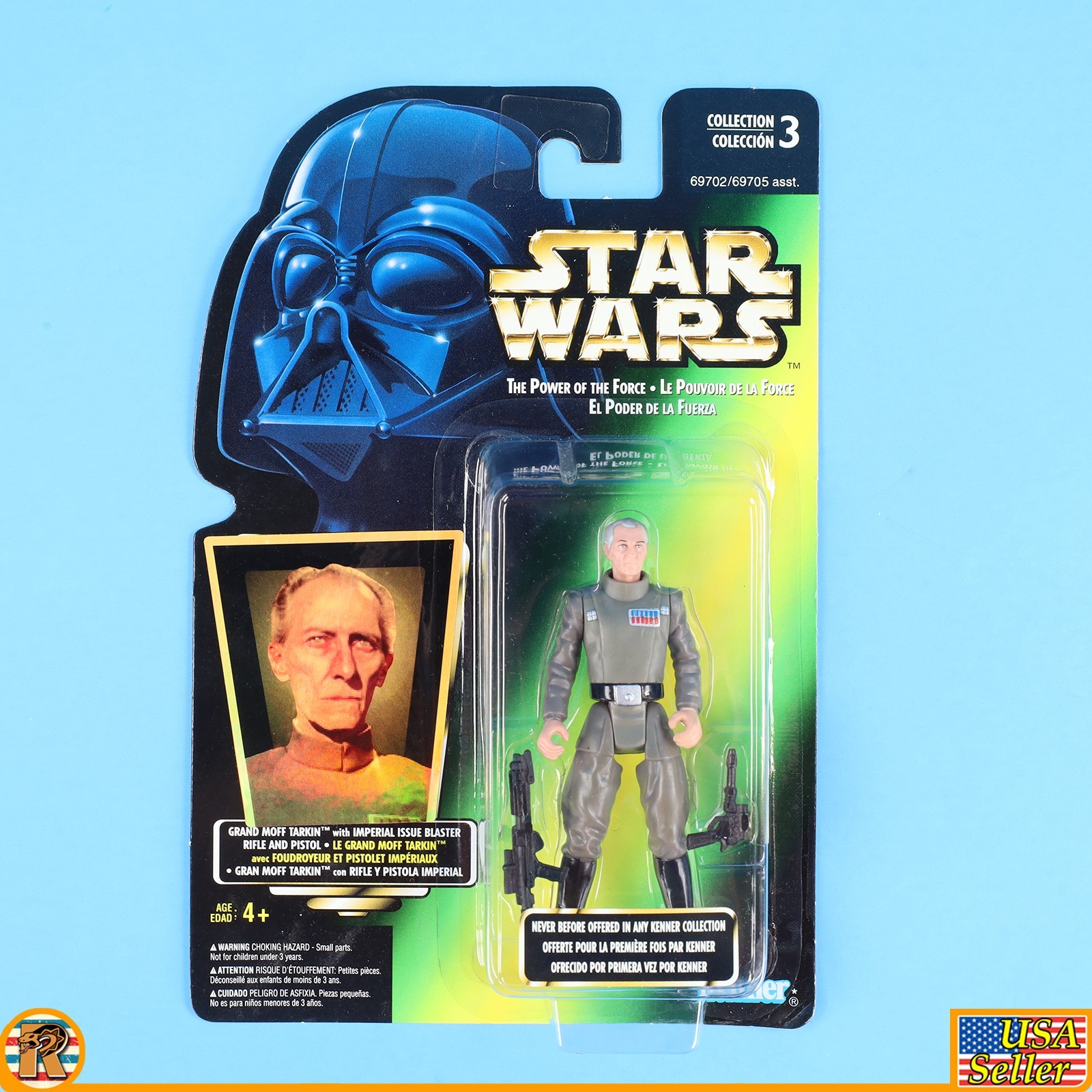 Star Wars – Grand Moff Tarkin (Canada Tri Lingual) – POTF Green MOC [F-PTFG-3]