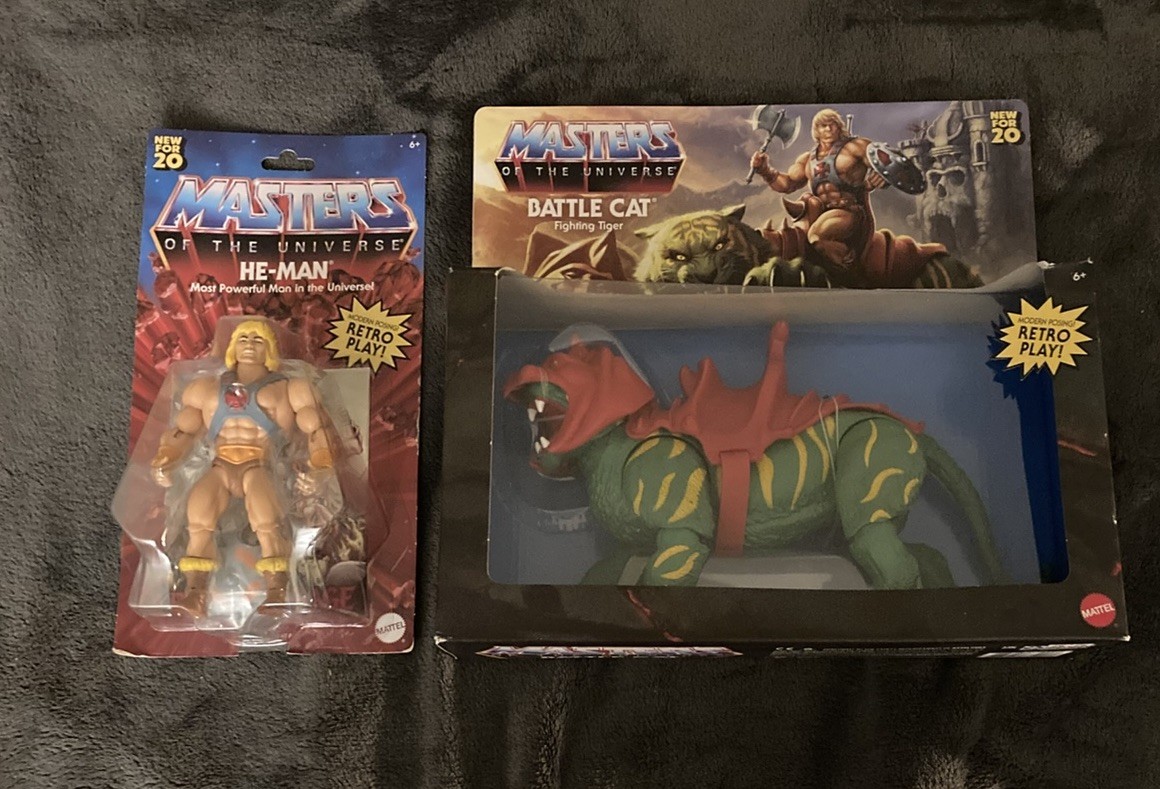 Mattel MOTU He-man and Battle Cat New For 20 Reissue Action Figures