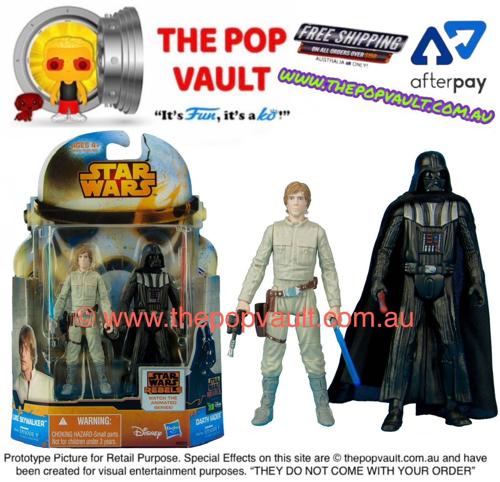 STAR WARS REBELS MISSION SERIES MS03 LUKE SKYWALKER & DARTH VADER FIGURES RARE