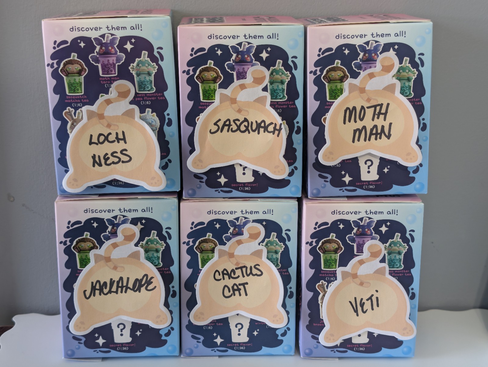 Complete Set 6, Kaleidos Creative Boba Beasteas Liquid Filled W/Glitter OPENED