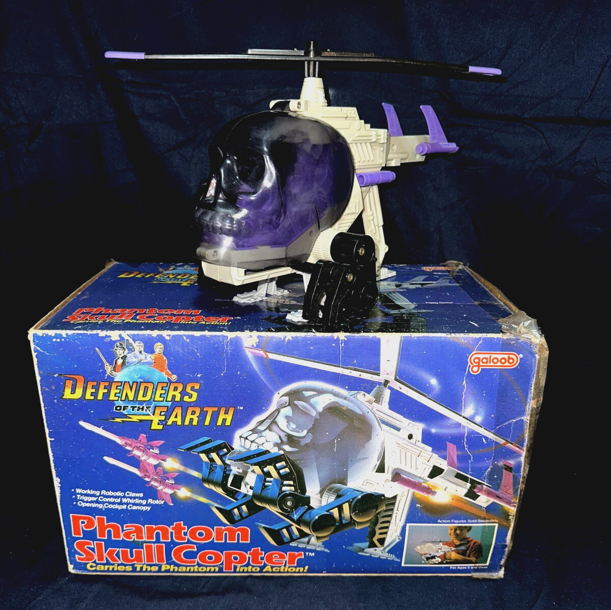Vintage Defenders of the Earth Phantom Skull Copter 1985 Galoob W/BOX