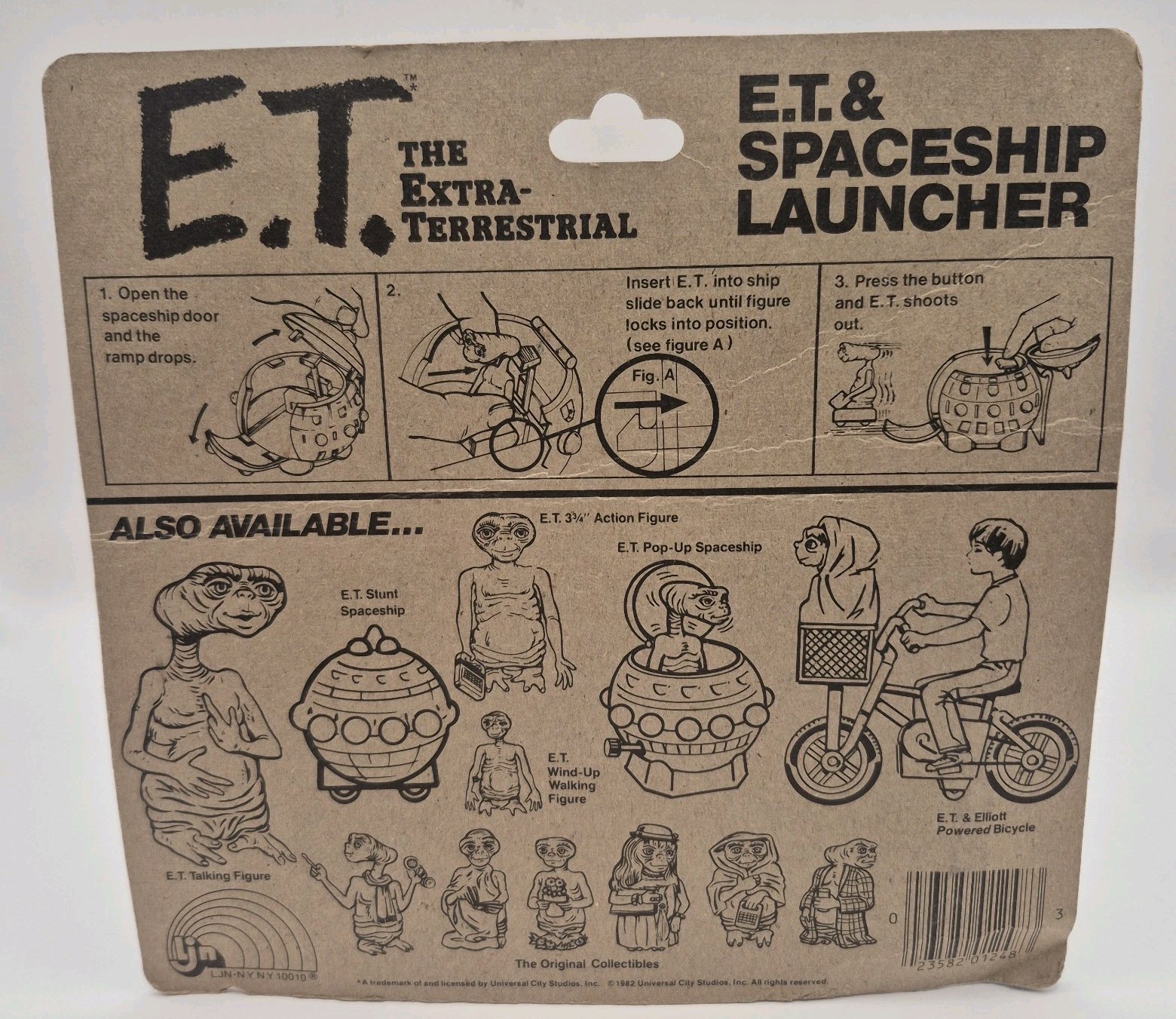1982 LJN E.T. The Extra Terrestrial ET And Spaceship Launcher On Card Sealed