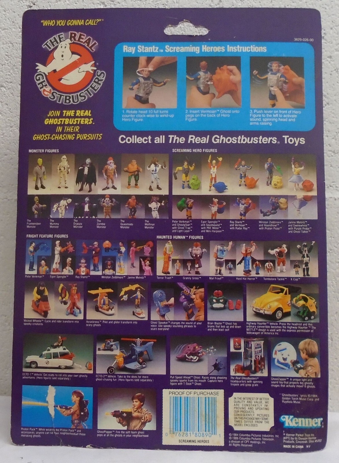 Real Ghostbusters Screaming Heroes Ray Staantz Kenner Vermoan Ghost Aykroyd READ