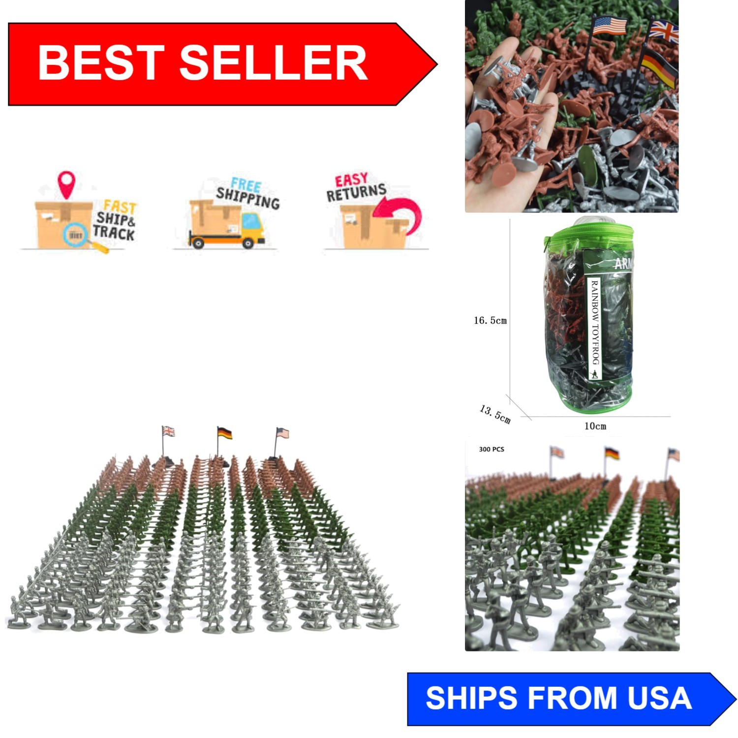 Interactive Military Toy Soldier Set – 300 Durable Action Figures for All Ages