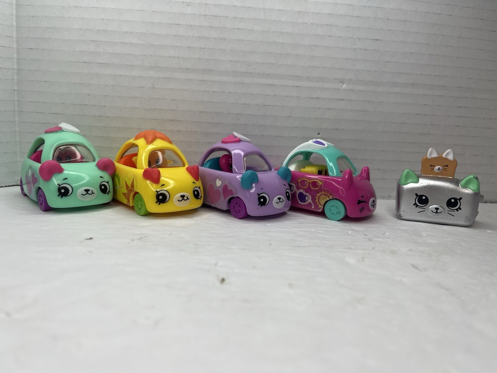 Shopkins Cutie Cars Lot 4 Purple Pink Teal Yellow Toaster Figure
