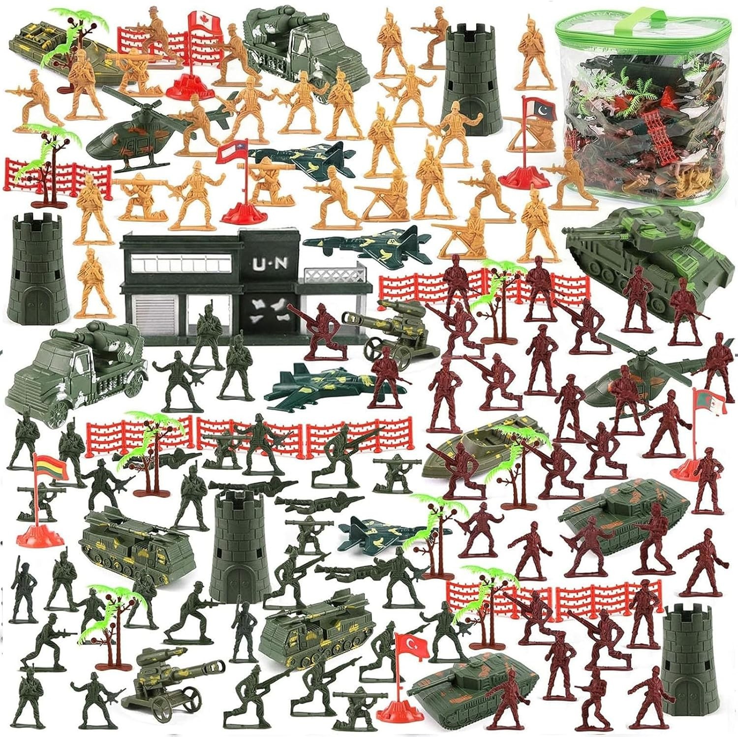 Army Men Military Playset with Vehicles and Accessories, 307 Pieces, Tank Jets