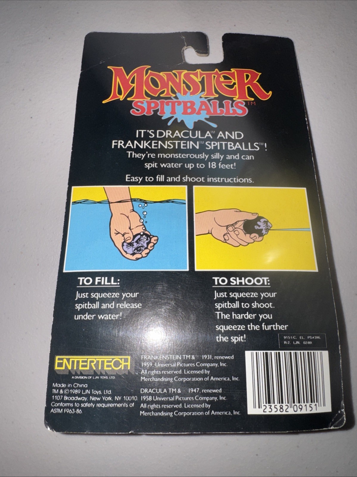 1989 DRACULA & FRANKENSTEIN MONSTER SPITBALLS Sealed Package LJN Entertech