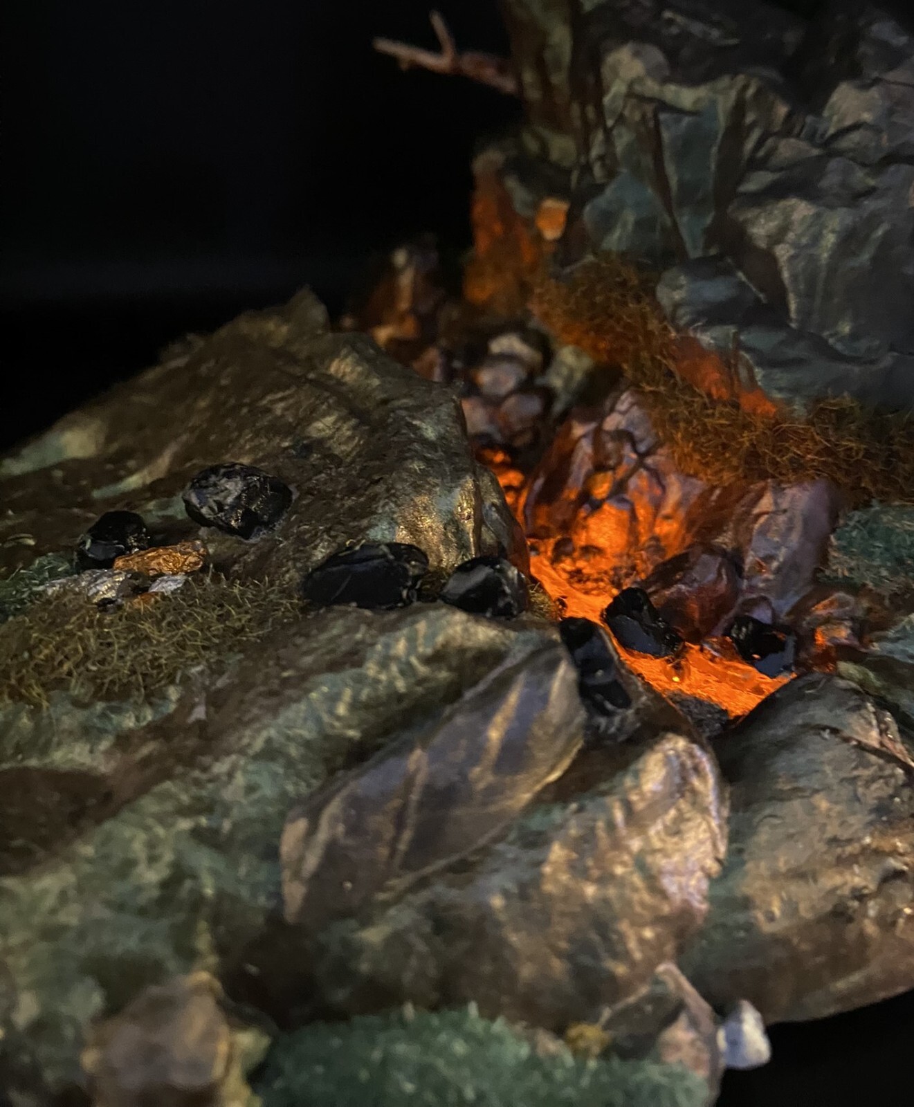 Lava Light Up Action Figure Base Custom Designed 7&Prime;x 10&Prime; Diorama Tabletop Gaming
