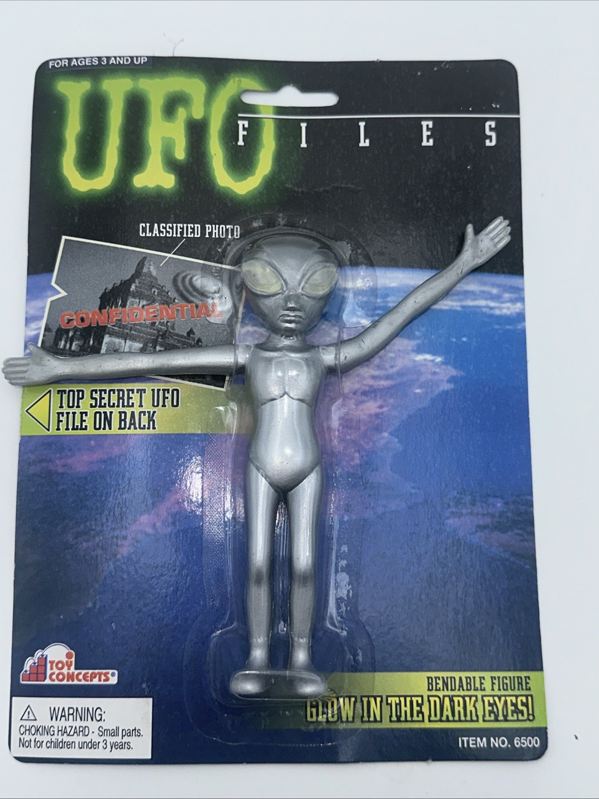 UFO Files Grey Abductor Bendable Alien with Glow in the Dark Eyes Toy Concepts