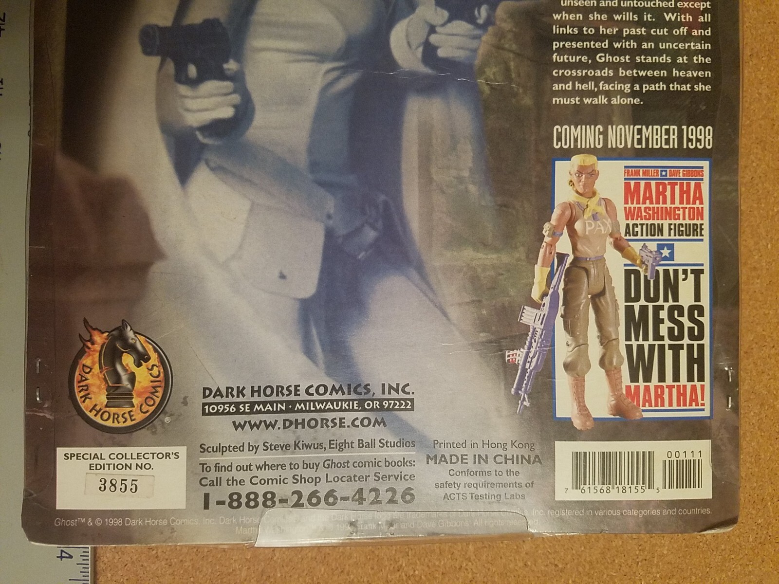 Dark Horse Comics Ghost Action Figure Chrome Version 1998 with Comic Book NIB