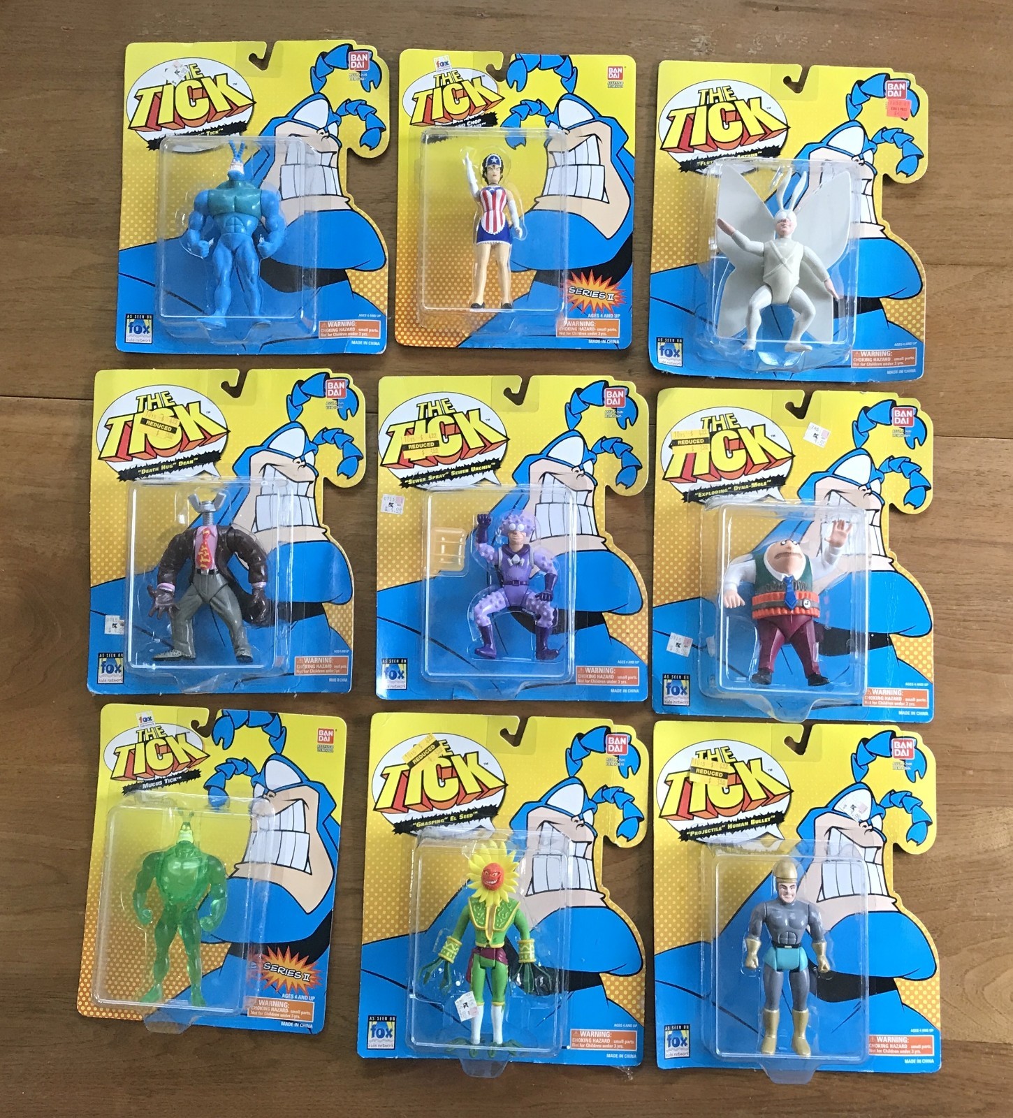 Lot Of 9 Ban Dai The Tick Action Figures Series 1 & 2 1994 1995 NEW Arthur Mucus