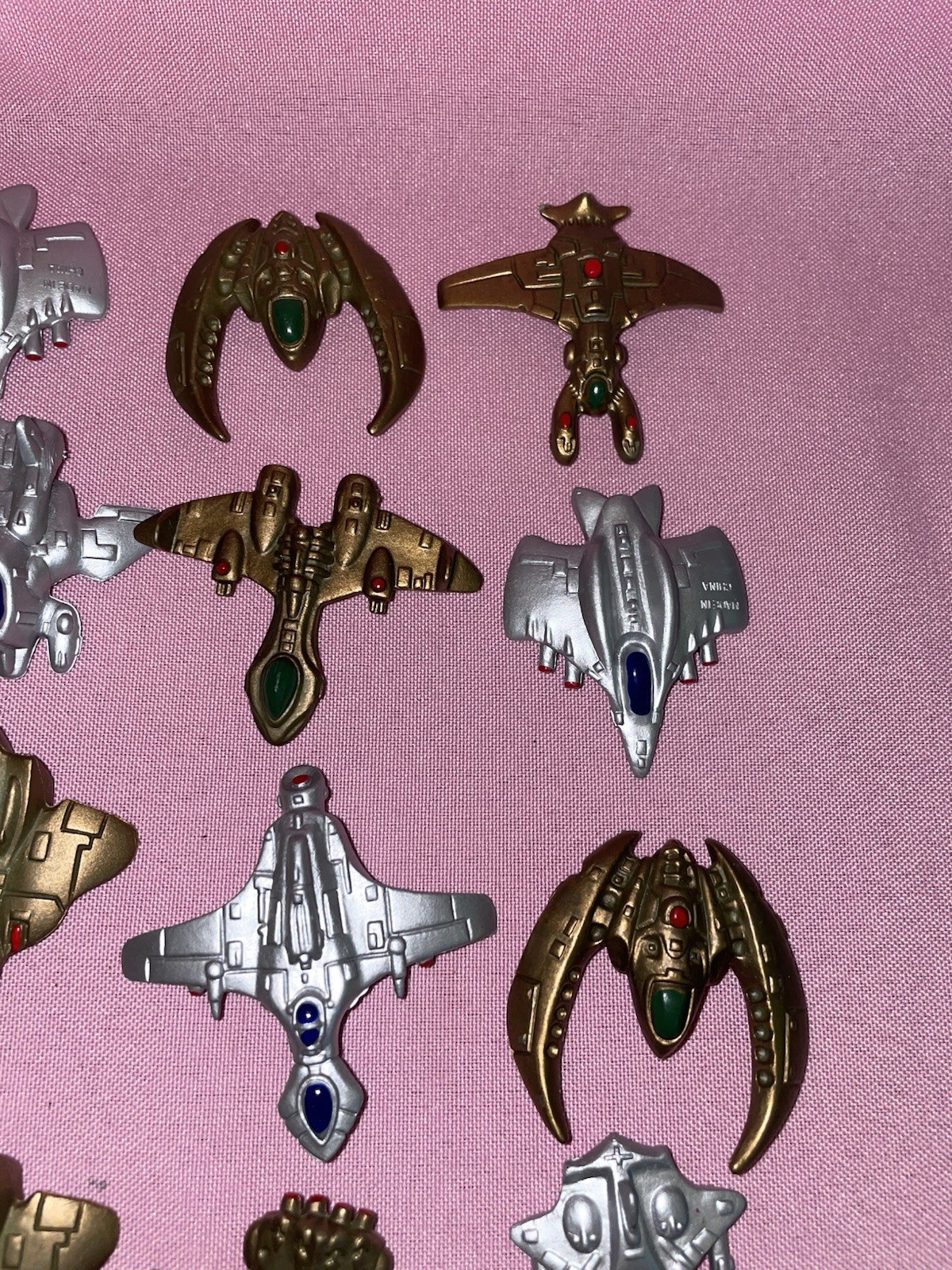 22 Miniature 1.5”-2” Plastic Alien Space Ships Silver Copper Green Colored