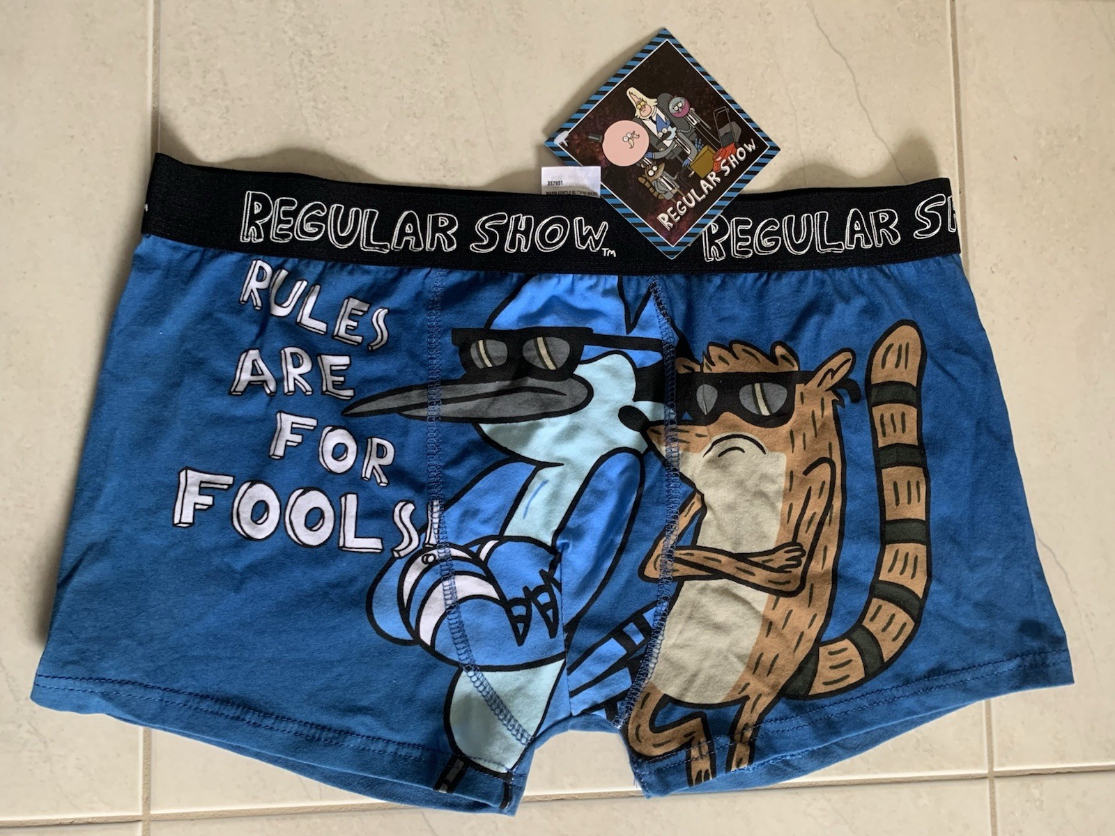 RULES ARE FOR FOOLS! REGULAR SHOW MENS BRIEFS UNDERWEAR S M L ALL SIZES AVAILABL