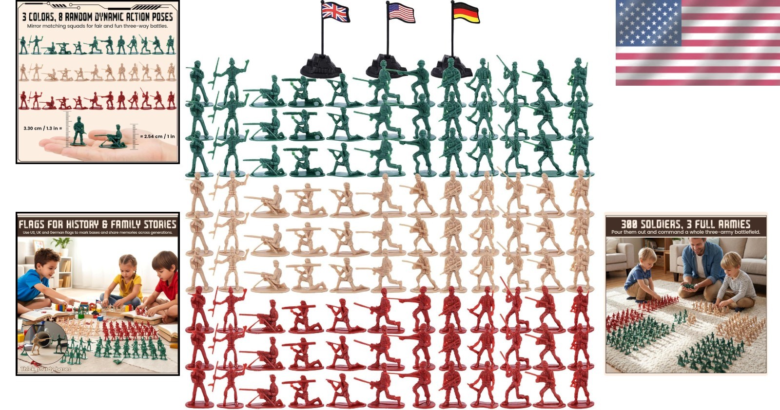 Classic 300-Piece Army Men Set – Durable Military Action Figures for All Ages