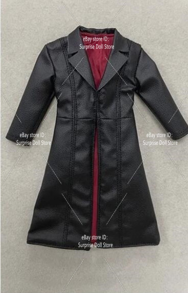 1/12 Black Leather Long Windbreaker Coat Blade Male Clothes For 6 »Action Figure