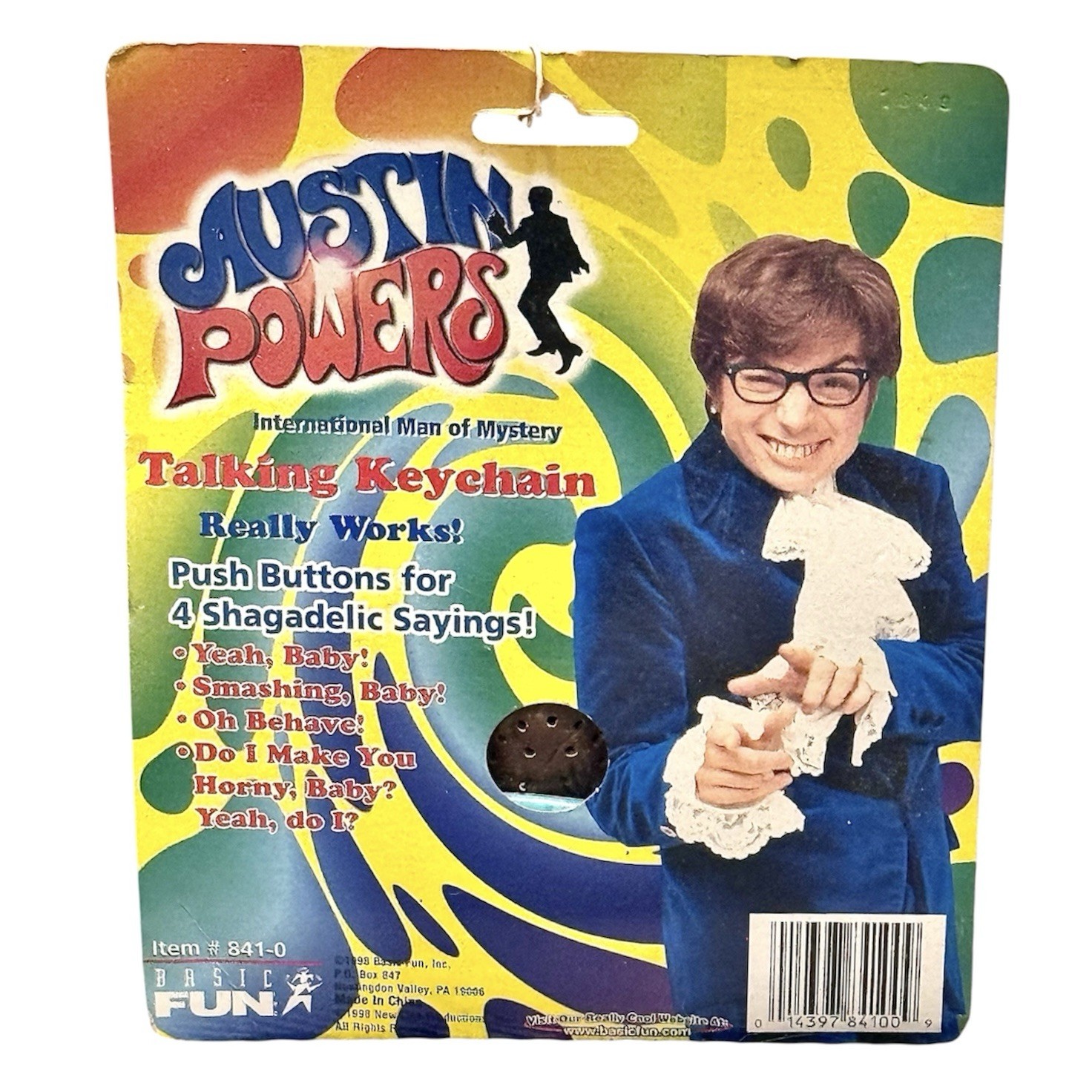 Austin Powers Talking Keychain Sealed In Package 1998 Basic Fun