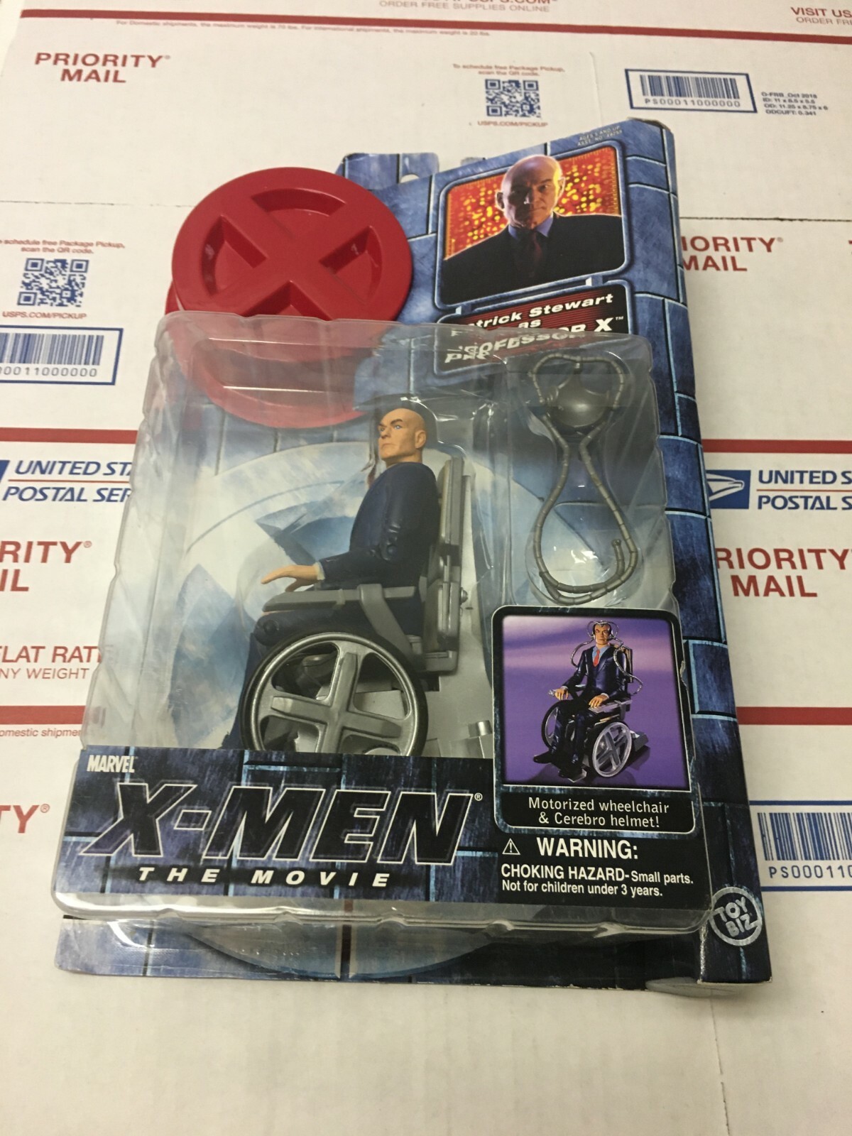 PROFESSOR X X-Men the Movie Patrick Stewart Marvel Toy Biz 2000 Blue Sealed