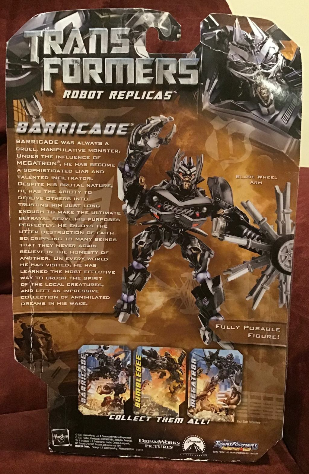 2007 Hasbro Transformers Robot Replicas Barricade Figure