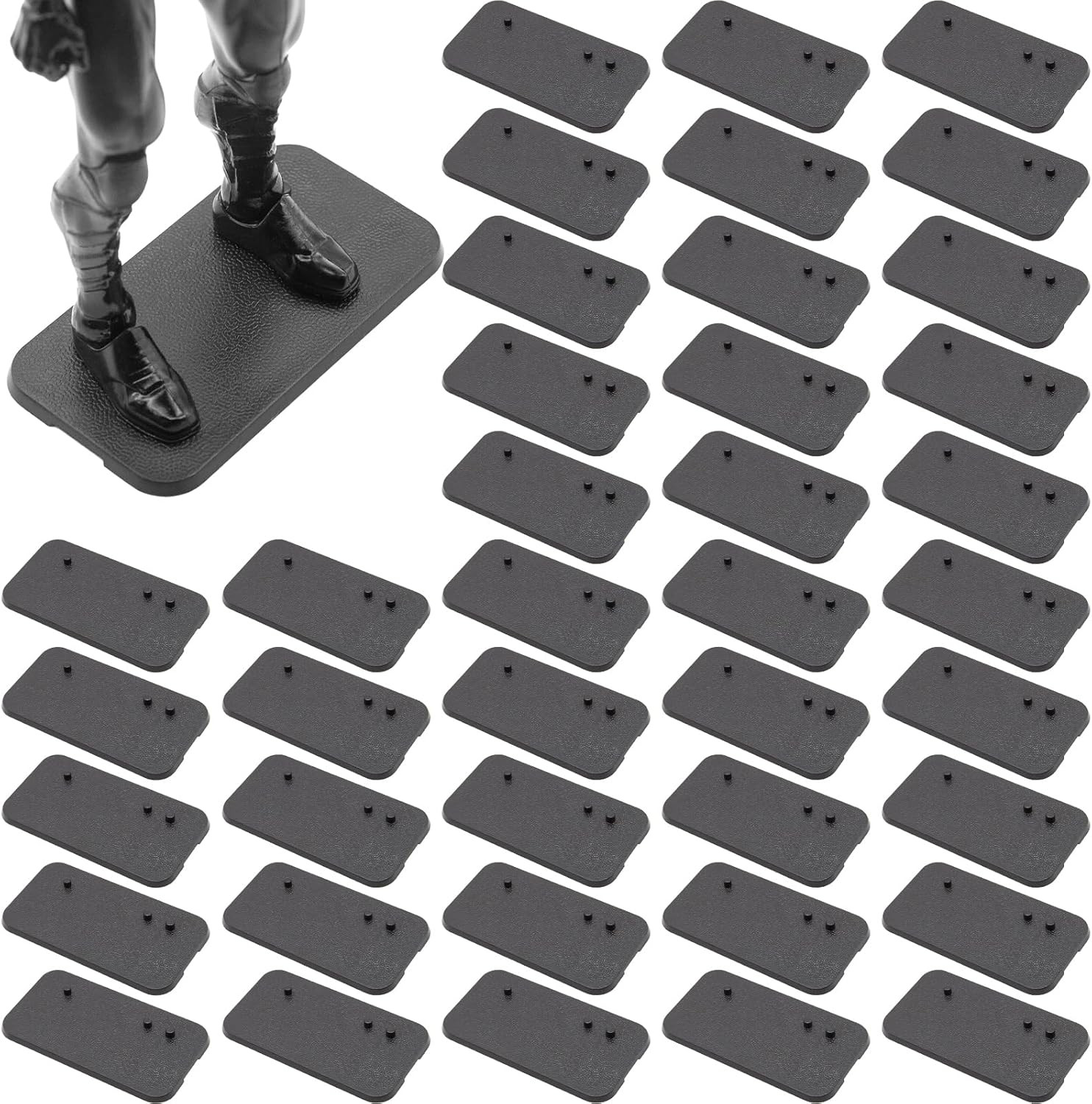 EBCO 50 Pieces Plastic Action Figure Display Stand Base ,Multi-Peg Model Support