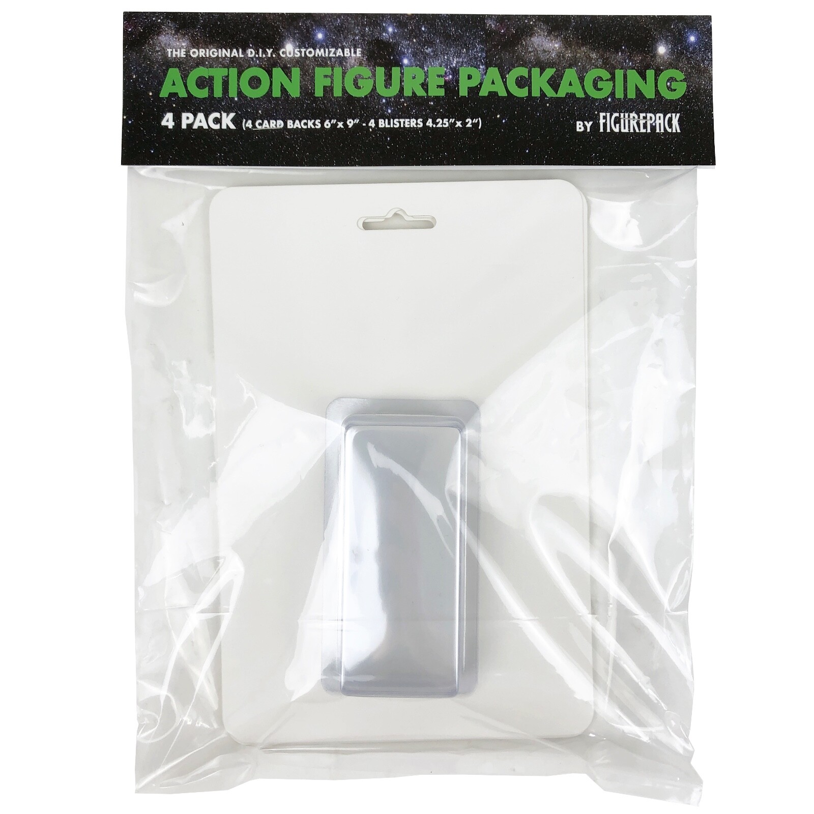 4 Pack DIY Bootleg Action Figure Blister Bubble & Blank Backing Cards Packaging