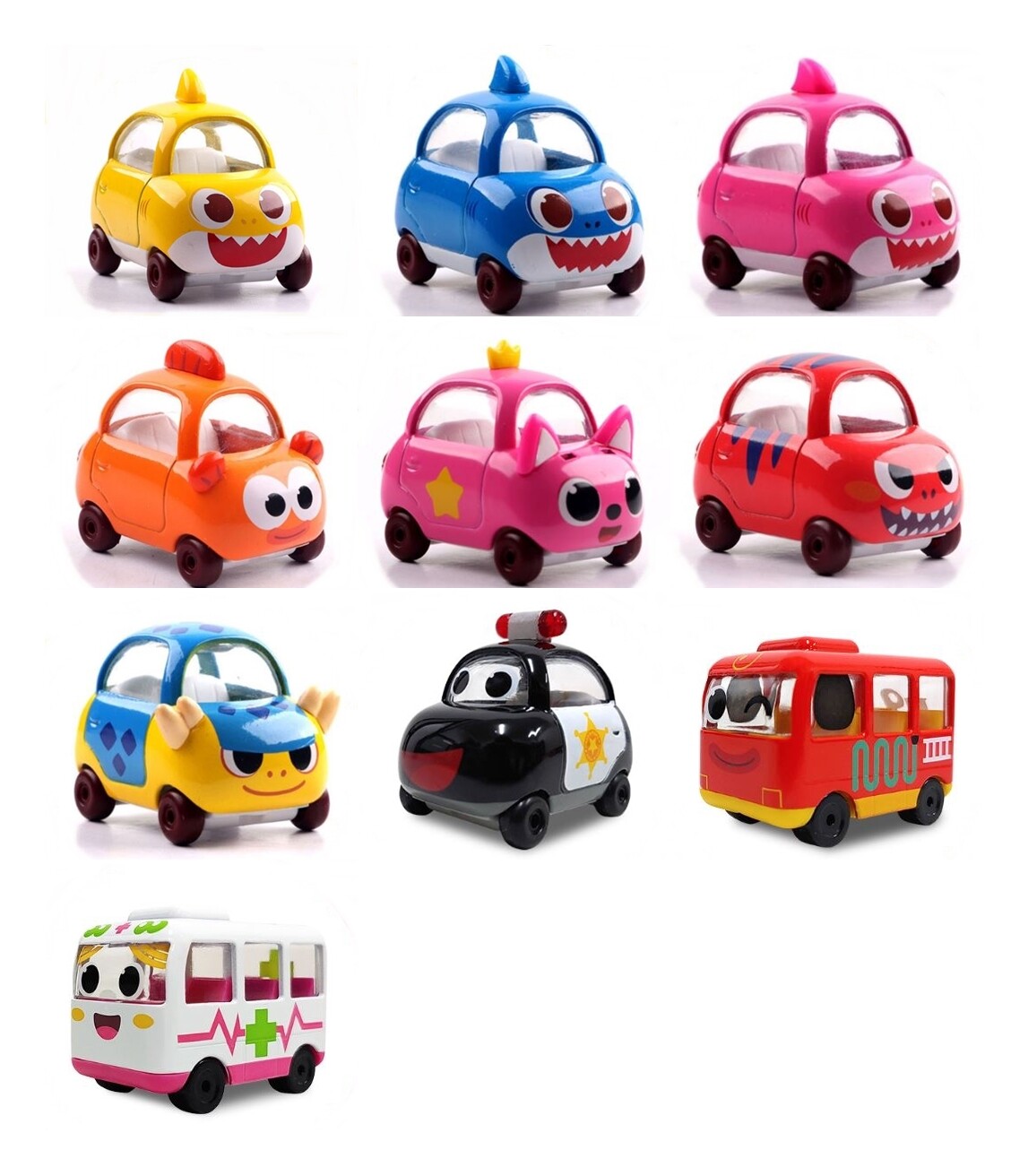 [Kamicar] Pinkfong Babyshark Mini Size Metal Diecast Car Toy Collection 10 Types