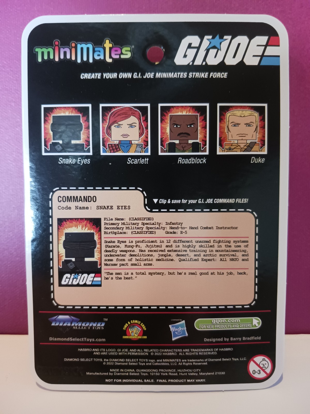 GI Joe Minimates Series 1 Commando Snake Eyes (Sealed Card)