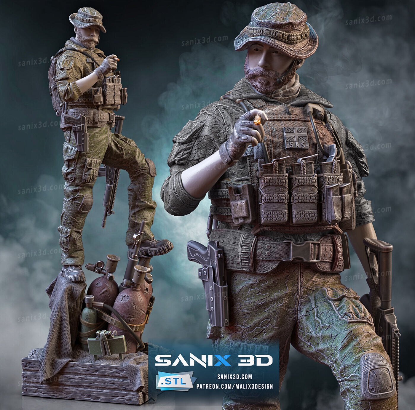 Call of Duty – Captain Price – Statue 3D Print 1:10 Scale Unpainted/Unassembled