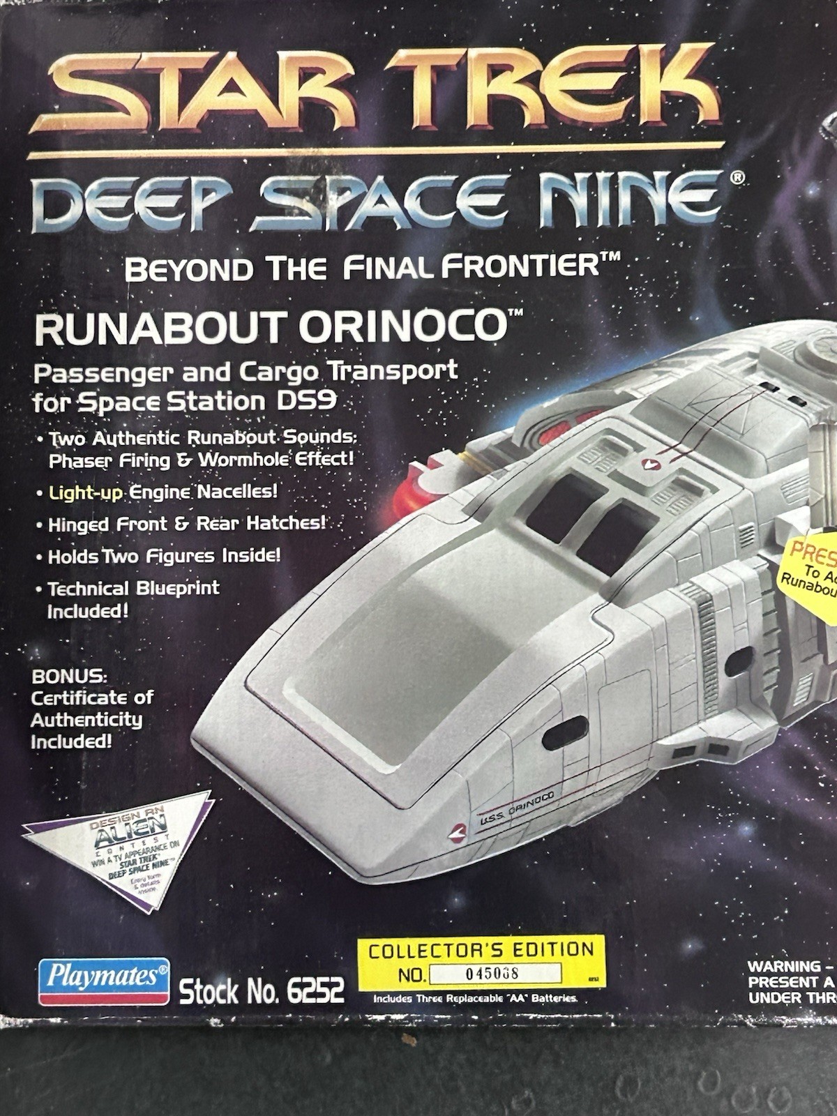« Star Trek Deep Space Nine” Runabout Orinoco vehicle for 5” Playmates Figure New