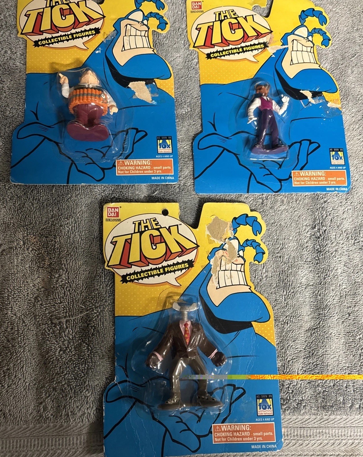 Lot Of 3 Bandai “The Tick” Figures- Chairface Chippendale,Dyna Mole & Dean- 1994