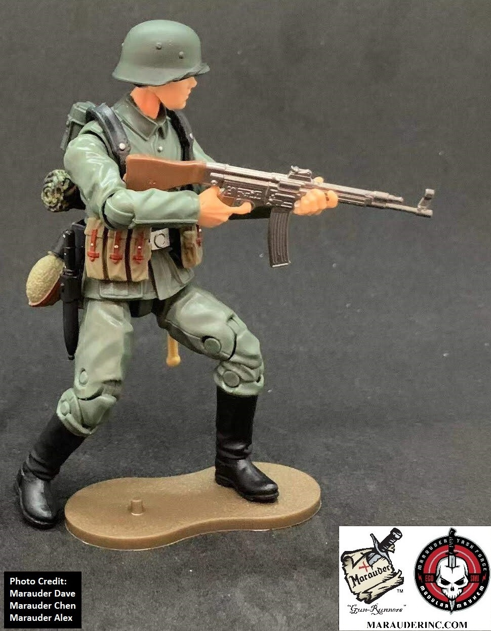 WWII – GERMAN ARMY MP44 GUNNER w/ Gear Marauder 1:18 Scale 4&Prime; GI Joe Type Figure