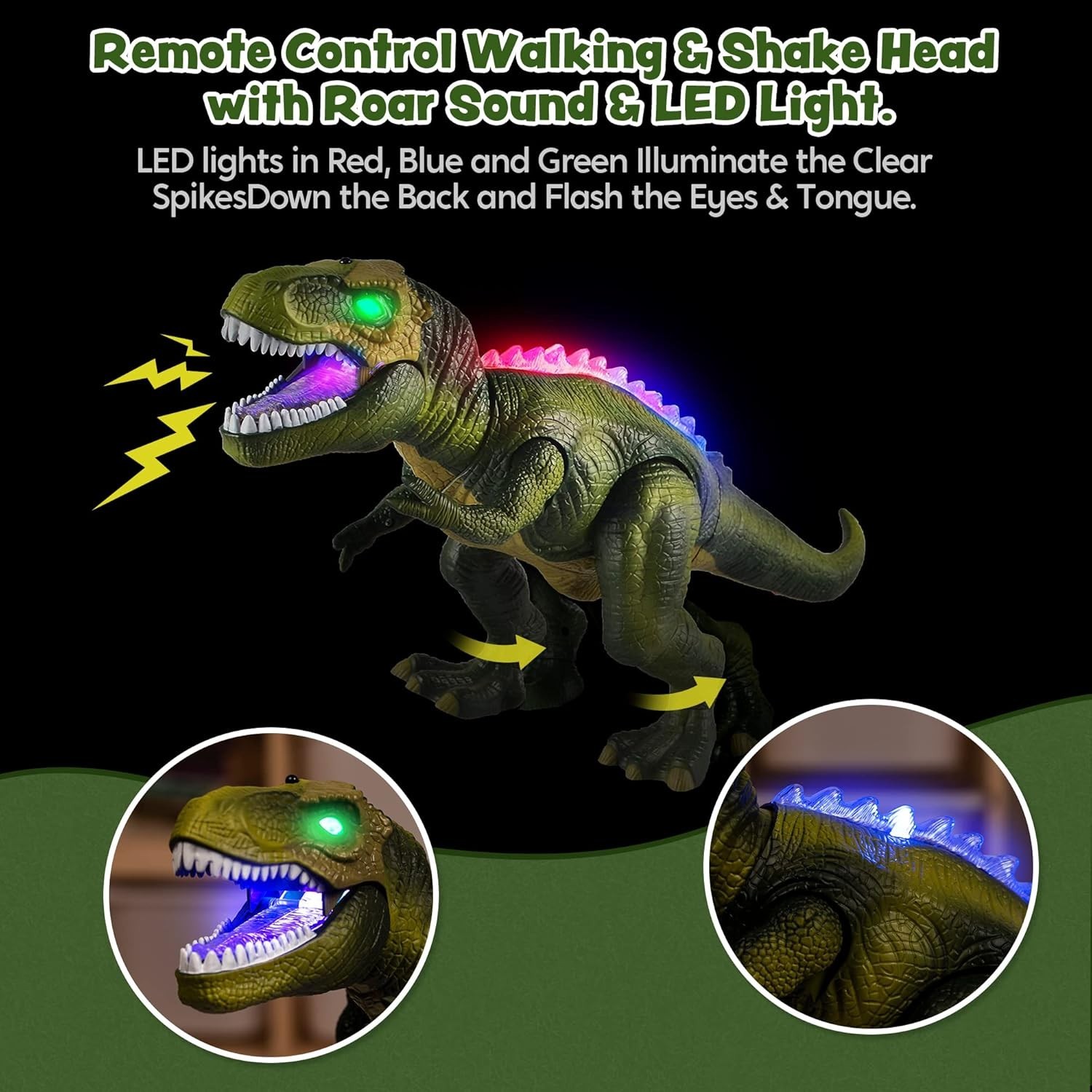 LED Walking Dinosaur Toy with Remote Control
