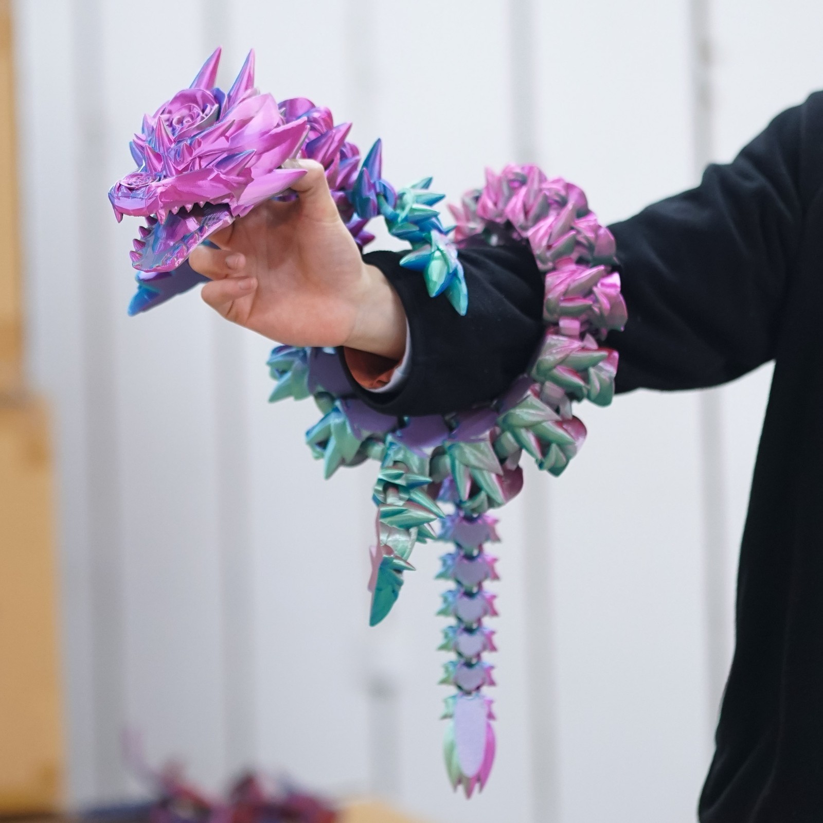 47.5inch 3D Printed Rose Dragon Model,Articulated Animals figure,Toys Home Decor