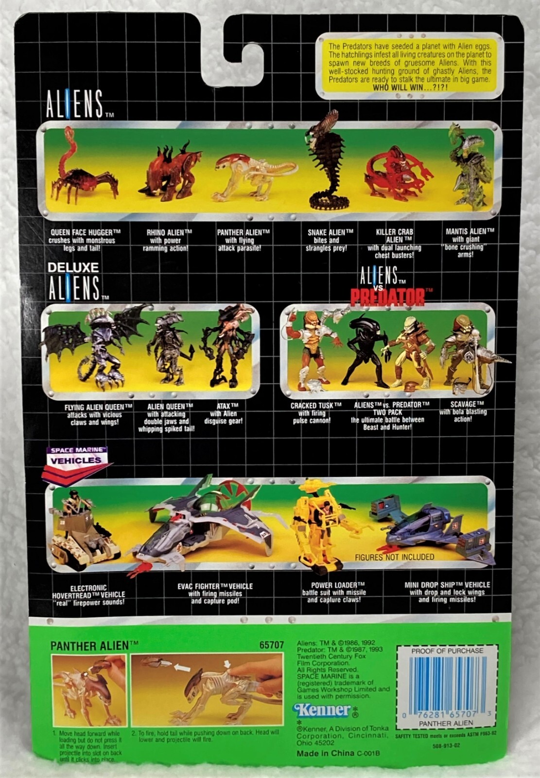 PANTHER ALIEN with Flying Attack Parasite Action Figure 1993 Kenner Movie NEW