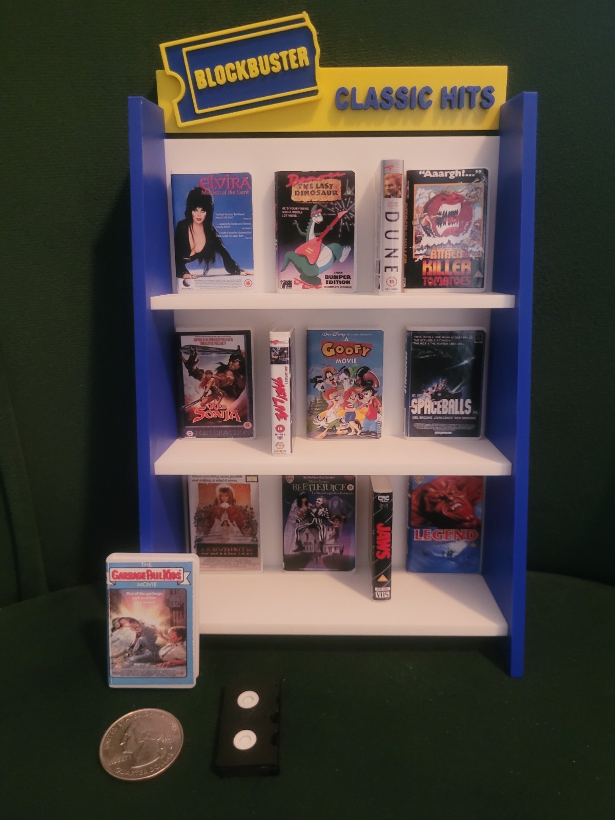 1/6 SCALE CUSTOM VHS TAPES AND CASES WITH STAND DOLLHOUSE MINIATURE