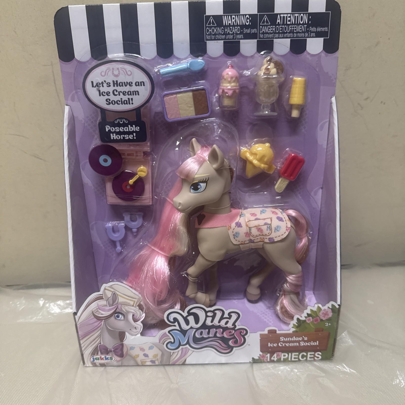 Wild Manes Sundae&rsquo;s Ice Cream Social Poseable Horse Pony Toy 14 Pieces – NIB