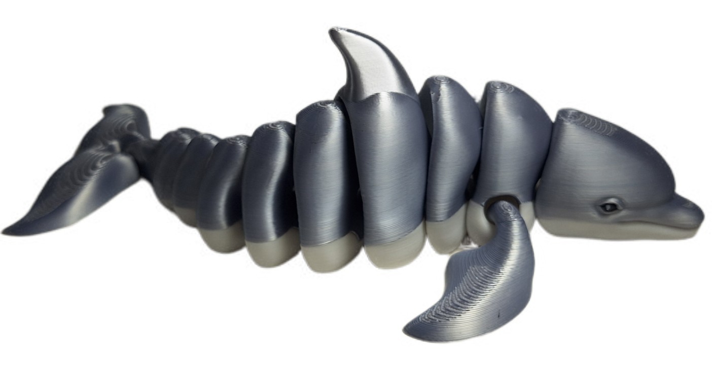 Gray Dolphin Flexible 3d Printed 11&Prime; Articulated Ocean Mammal Fidget Toy