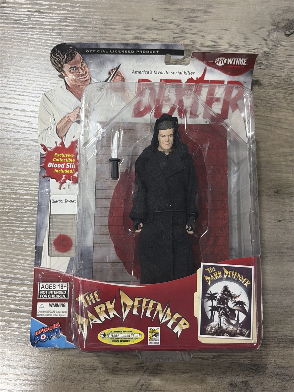 Dexter Dark Defender Action Figure Collectible Blood Slide New SDCC Lose On Card