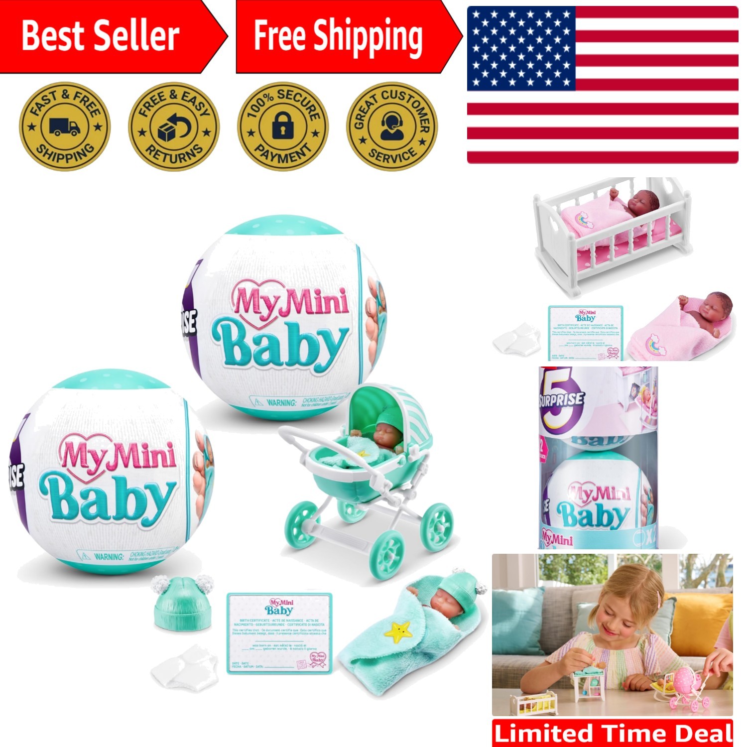 Miniature Baby Toy Collection – 2 Pack with Accessories for Nurturing Fun