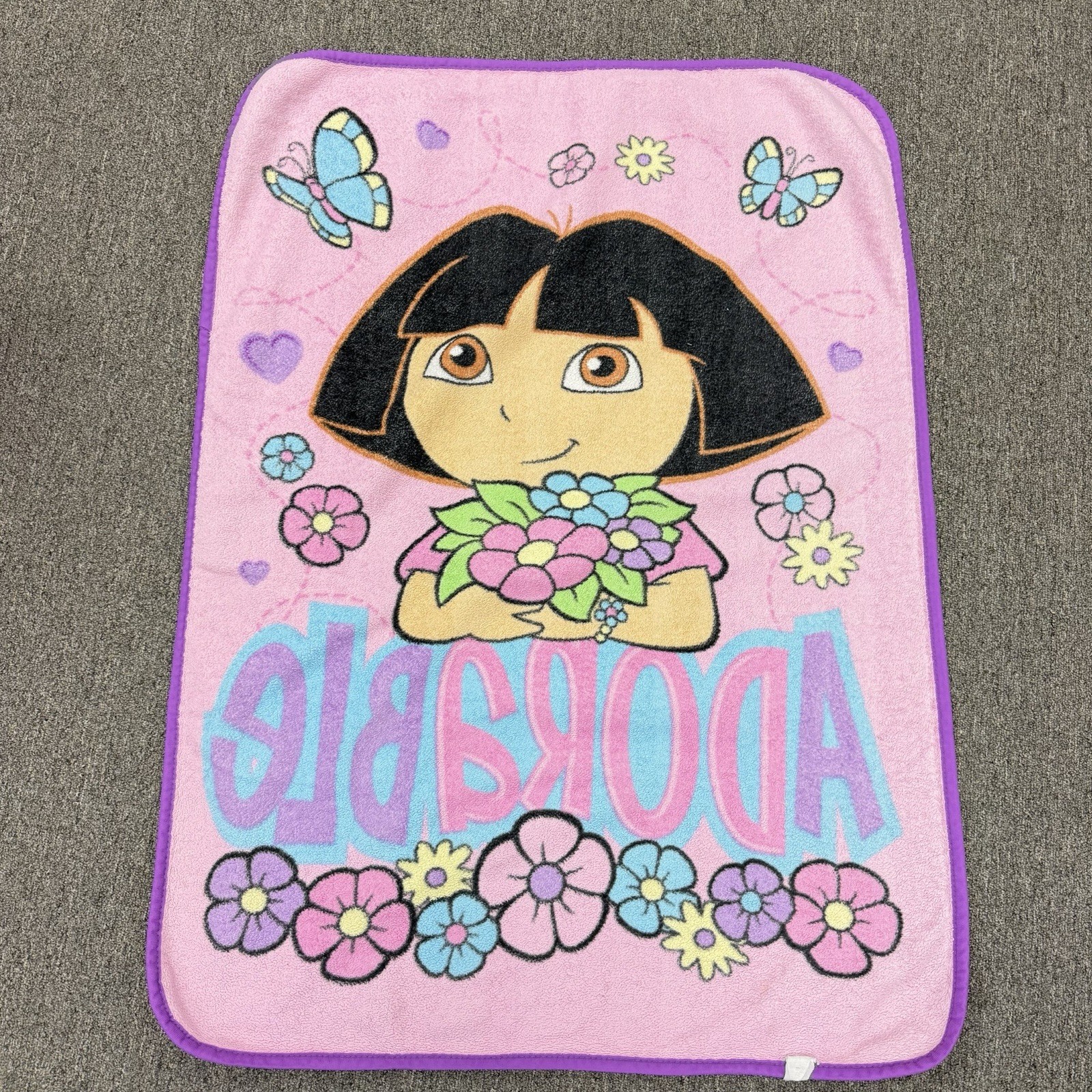 Blanket & Toy Bundle – Dora the Explorer Doll Hard Plastic Toy 8&Prime; Mattel 2002