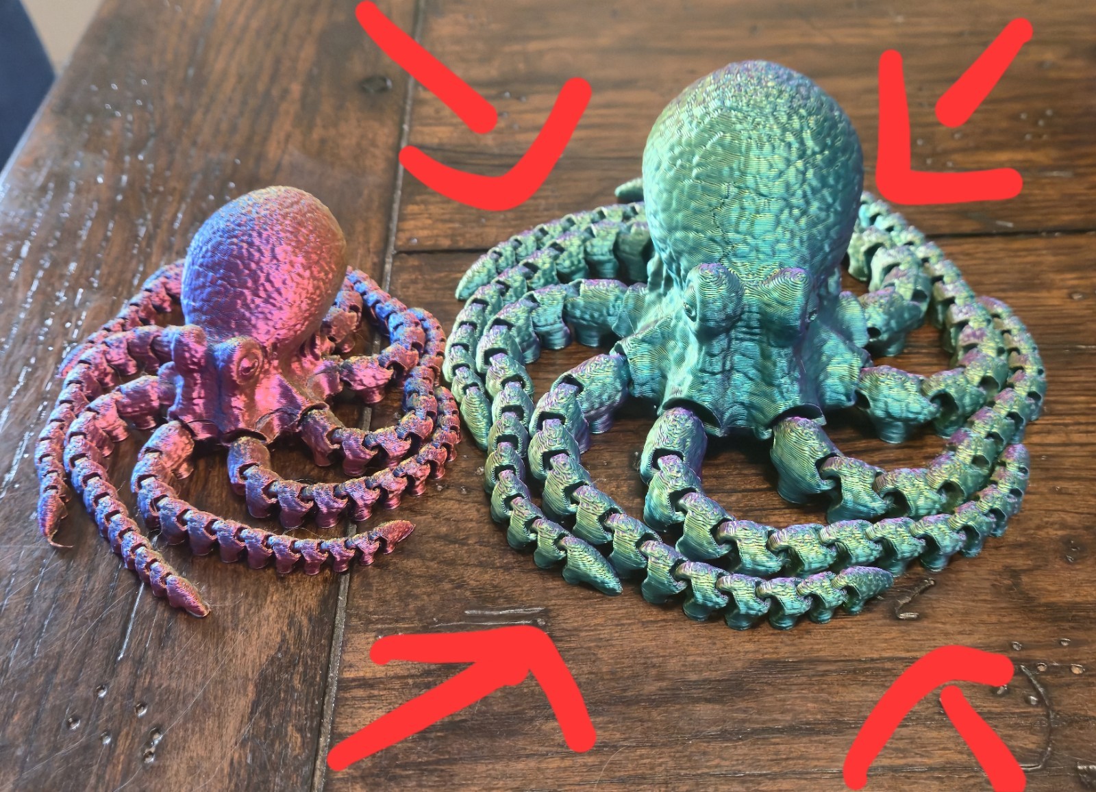 Giant 12 inch Octopus Articulated Figure 3D Printed Handmade multi-color toy