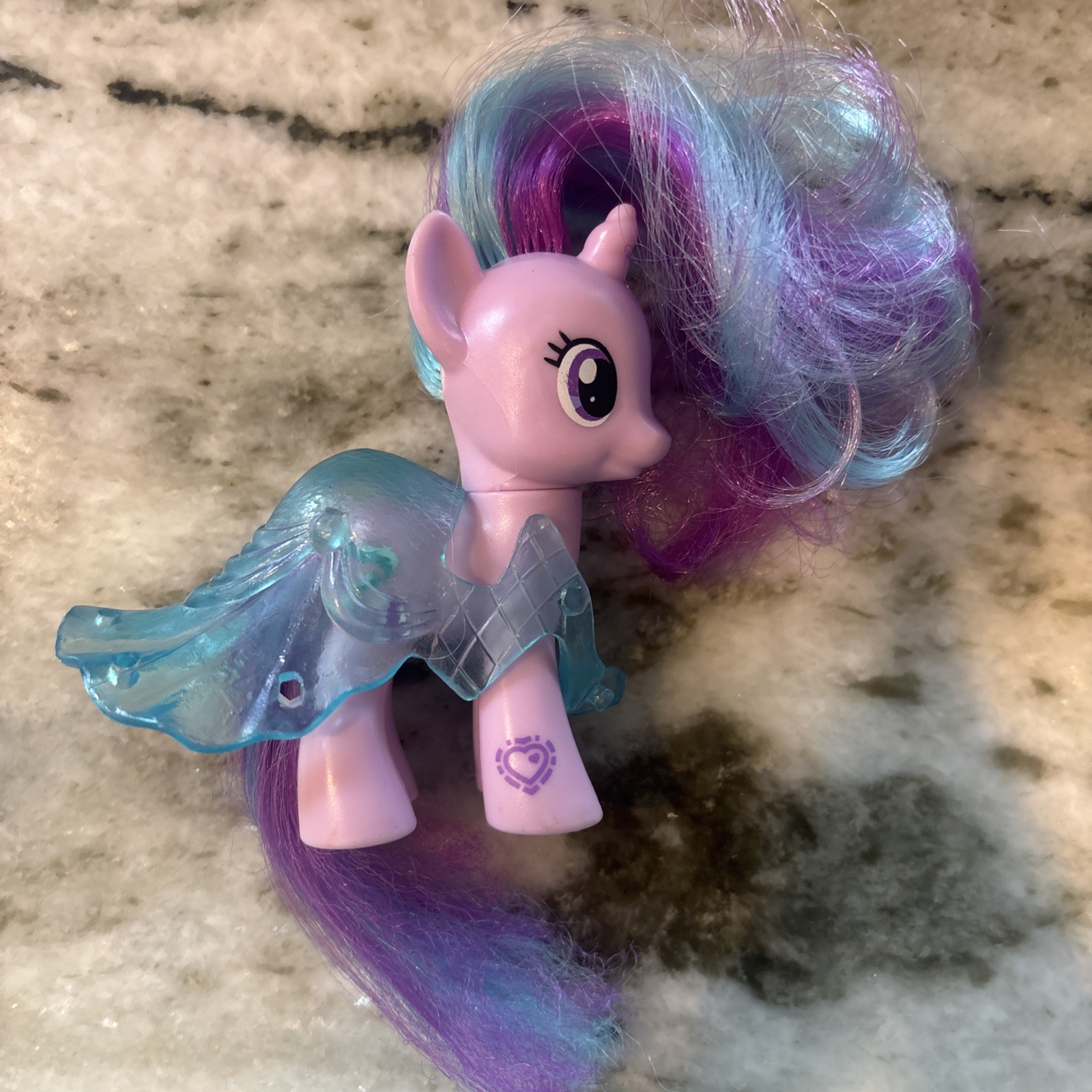 My Little Pony Starlight Glimmer Figure 3.5&Prime; Purple Teal Hair Hasbro 2010 Dress