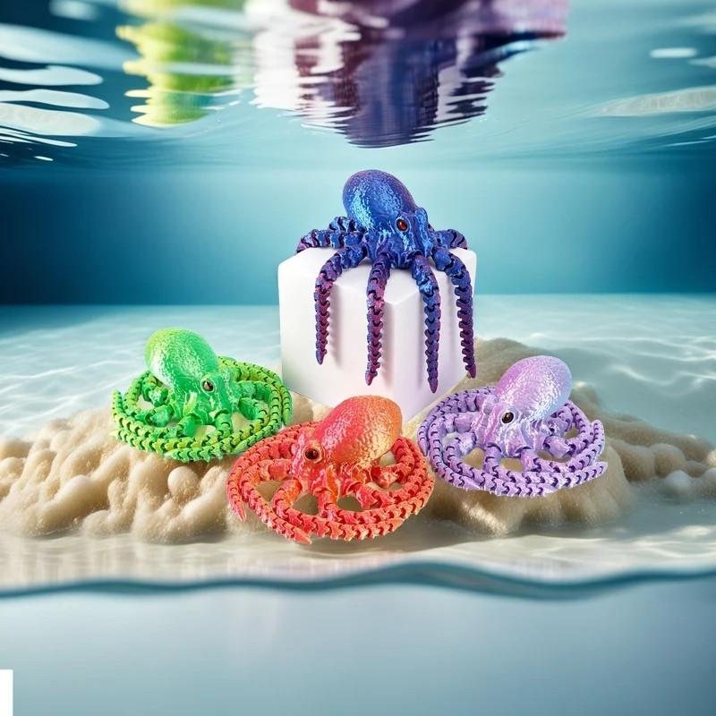 3D Printed Articulated Octopus – Poseable Tentacles Desk Toy, Eco-Friendly