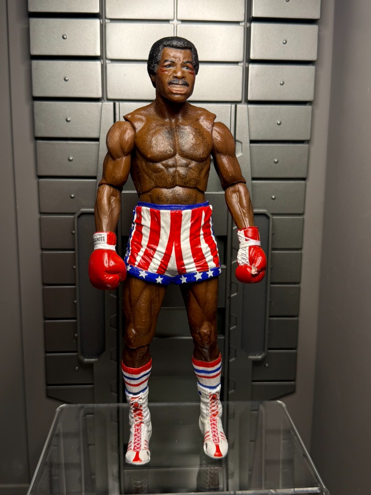 Rocky Series 1 Apollo Creed USA Trunks Post Fight 7&Prime; Action Figure NECA LOOSE