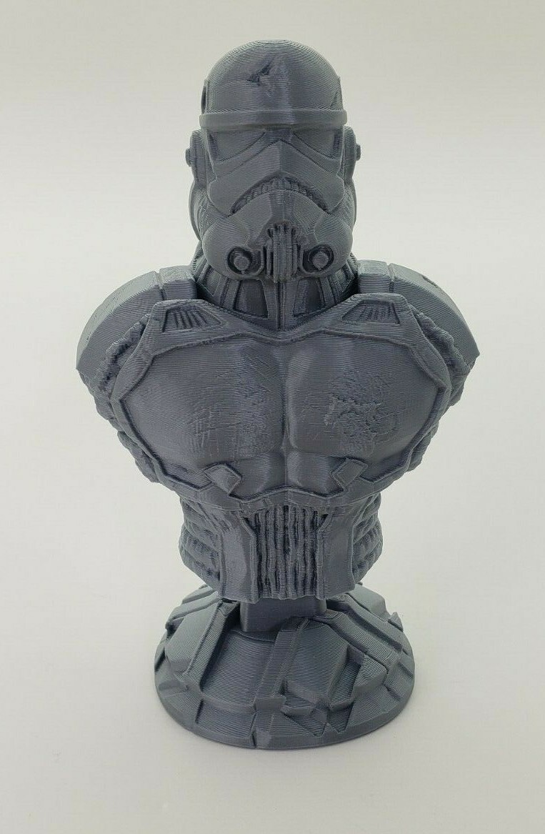 3D Printed 6.5&Prime; Star Wars Stormtrooper Bust Model Silver PLA Plastic