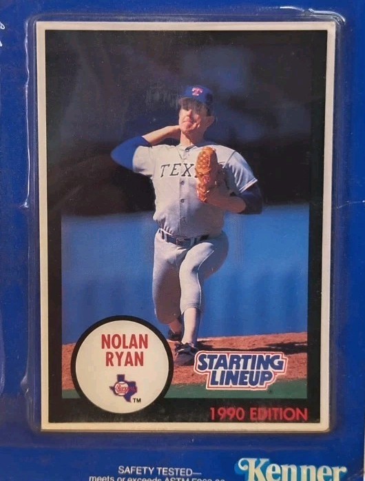 1990 Starting Lineup Nolan Ryan Texas Rangers MLB NIB New Kenner Figure + Cards