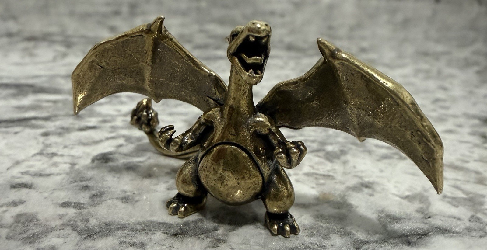 Vintage Solid Brass Charizard Miniature Figure – Heavy Metal Pokémon Collectible