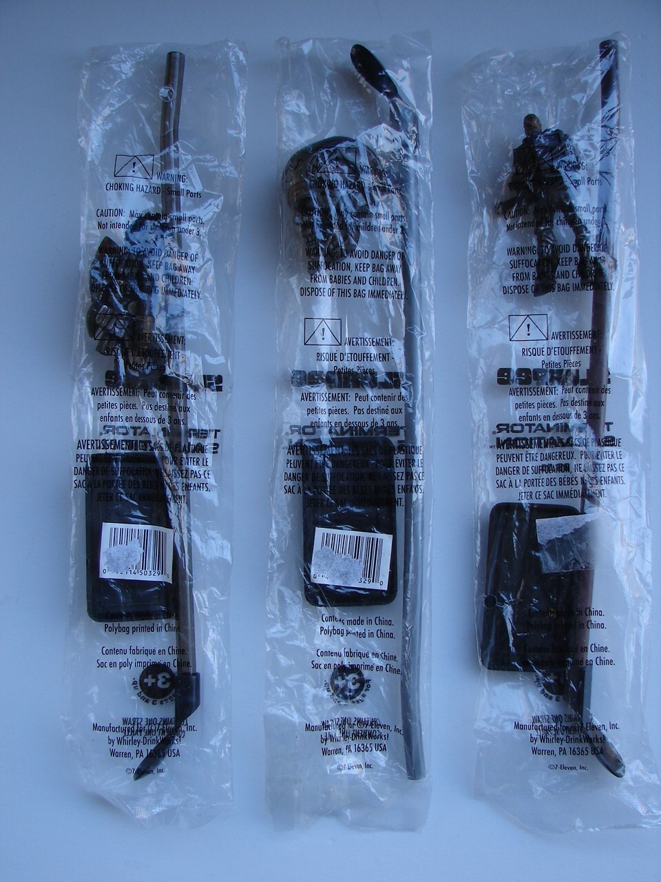 3 Diff 7-11 TERMINATOR SALVATION 2009 Slurpee Spoon Straw w/ Detachable Figures