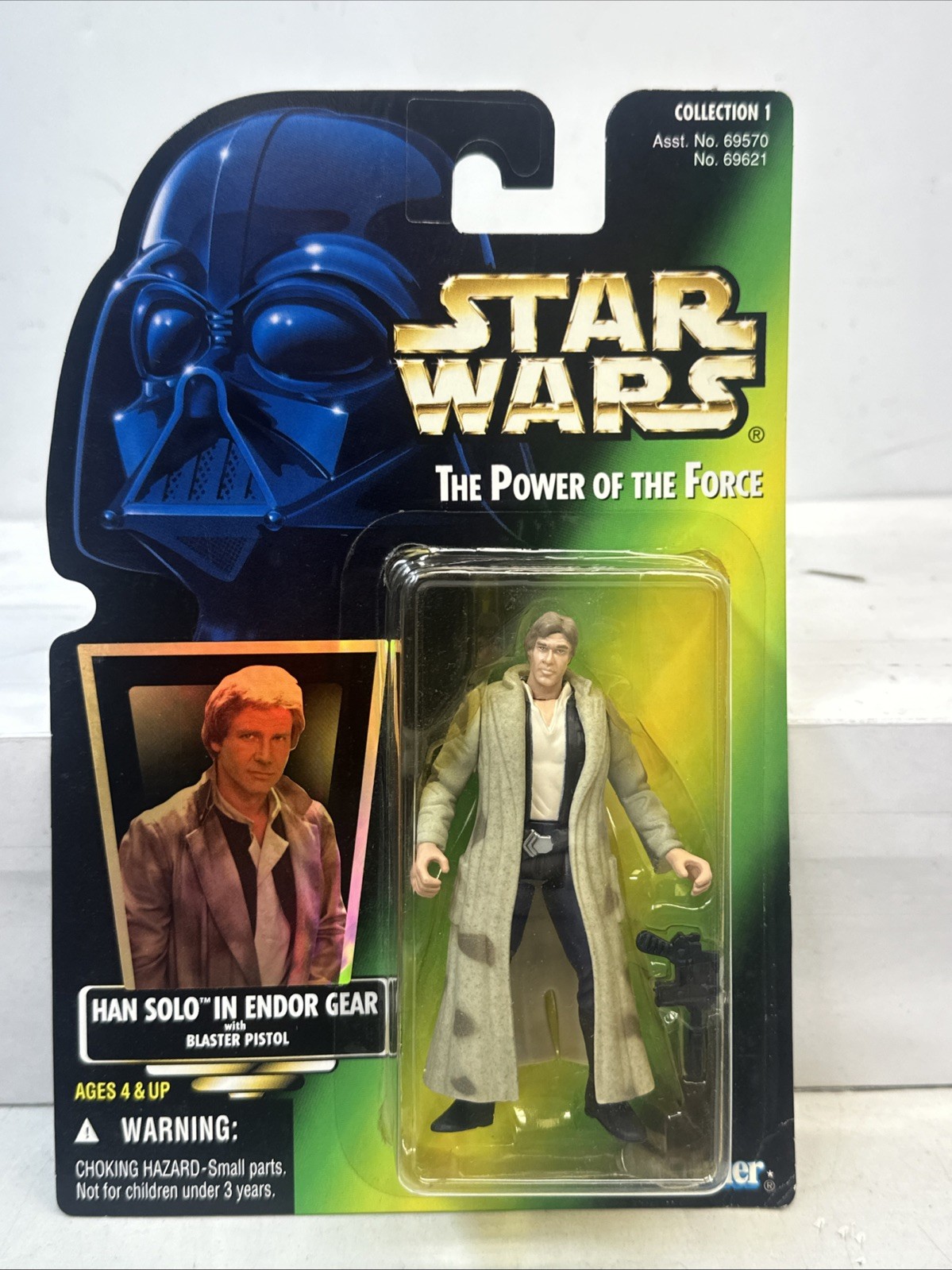 Kenner Green Star Wars Power of the Force Han Solo in Endor Gear Potf Holo