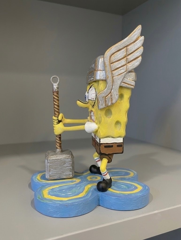 SpongeBob SquarePants Marvel Thor Mjolnir Statue Figure Display-Art Collectible