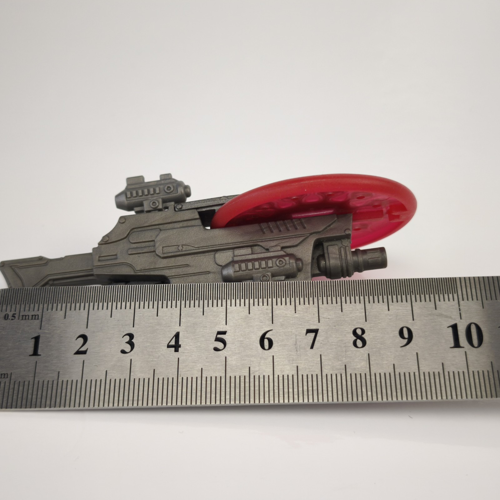 Plastic Sci-Fi Futuristic Toy Blaster Rifle 10cm Red Disc Launcher #6300